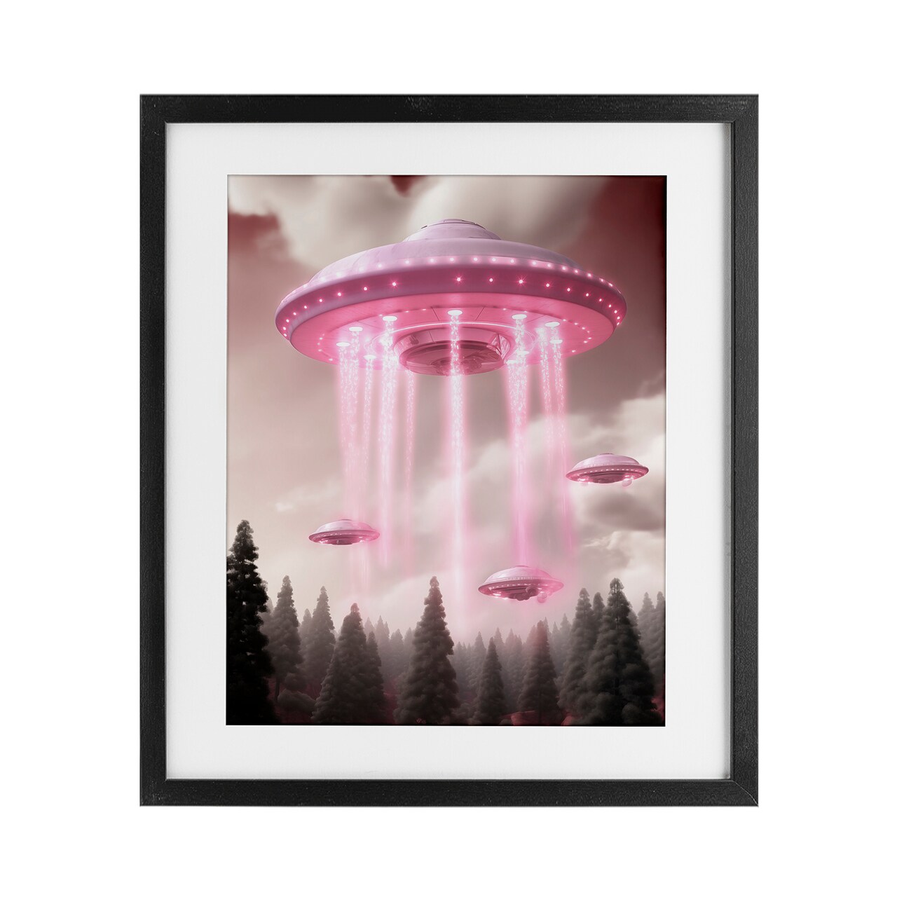 Stupell Industries Glam UFO with Pink Beams Framed Print Under Glass, design by Sasha